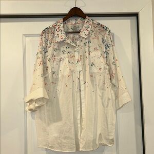 Croft & Barrow White Blouse with Three-Quarter Sleeves